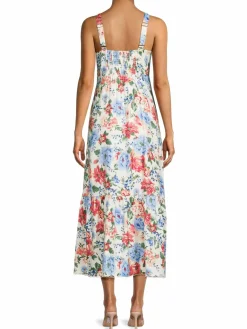 Women T Tahari Floral Linen Blend Maxi Dress