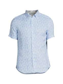 Heritage Report Collection Linen|Floral Linen Sport Shirt Light Blue
