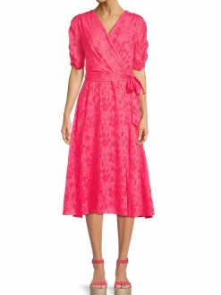Women DKNY Floral Midi Wrap Dress
