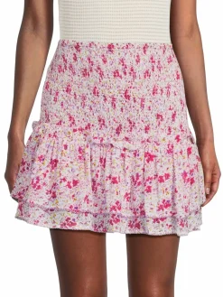 Women Poupette St Barth Floral Shirred Mini Skirt