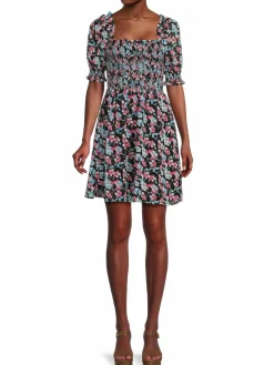 Women Allison New York Floral Smocked Puff Sleeve Dress