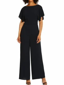 Women Maggy London Flutter Sleeve Crepe Jumpsuit