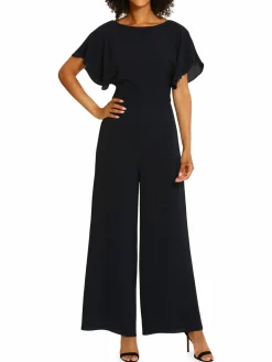 Women Maggy London Flutter Sleeve Crepe Jumpsuit