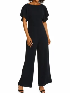 Women Maggy London Flutter Sleeve Crepe Jumpsuit