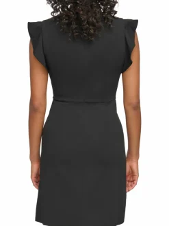 Women DKNY Flutter Sleeve Scuba Crepe Sheath Dress