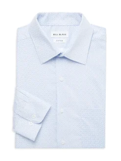 Bill Blass Dress Shirts|Foulard Fitted Sport Shirt Blue