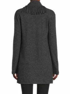 Women Saks Fifth Avenue Fringe Shawl Collar Cashmere Cardigan