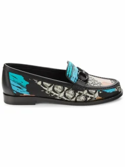 FERRAGAMO Gancini Print Leather Loafers