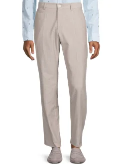 BOSS Pants|Genius Solid Slim Fit Virgin Wool Blend Pants Beige