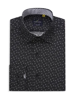 Azaro Uomo Dress Shirts|Geometric Dress Shirt Black