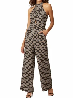 Women Louna Geometric Print Halterneck Jumpsuit