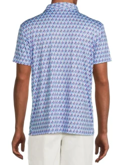 TailorByrd Polos|Geometric Print Performance Polo Blue