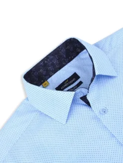 Azaro Uomo Dress Shirts|Geometric Slim Fit Shirt Light Blue
