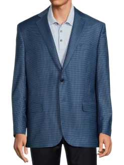 Brooks Brothers Blazers & Sportcoats|Gingham Wool Blend Sportcoat Blue