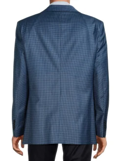 Brooks Brothers Blazers & Sportcoats|Gingham Wool Blend Sportcoat Blue