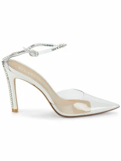 Stuart Weitzman Glam 100 Embellished Trim Transparent Pumps