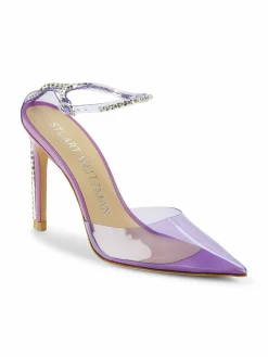Stuart Weitzman Glam 100 Embellished Trim Transparent Pumps