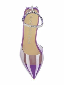 Stuart Weitzman Glam 100 Embellished Trim Transparent Pumps