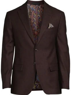 Tallia Blazers & Sportcoats|Glen Plaid Wool Blend Sportcoat Dark Red