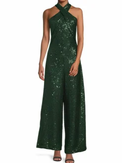 Women RACHEL Rachel Roy Goddess Sequin Halterneck Jumpsuit