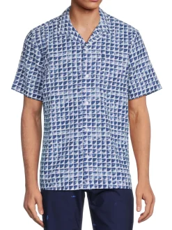 Original Penguin Linen|Graph Check Linen Blend Camp Shirt Limoges