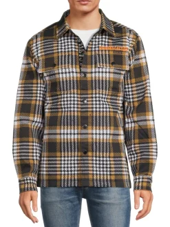 Crooks & Castles Coats & Jackets|Graphic Back Plaid Shirt Jacket Brown