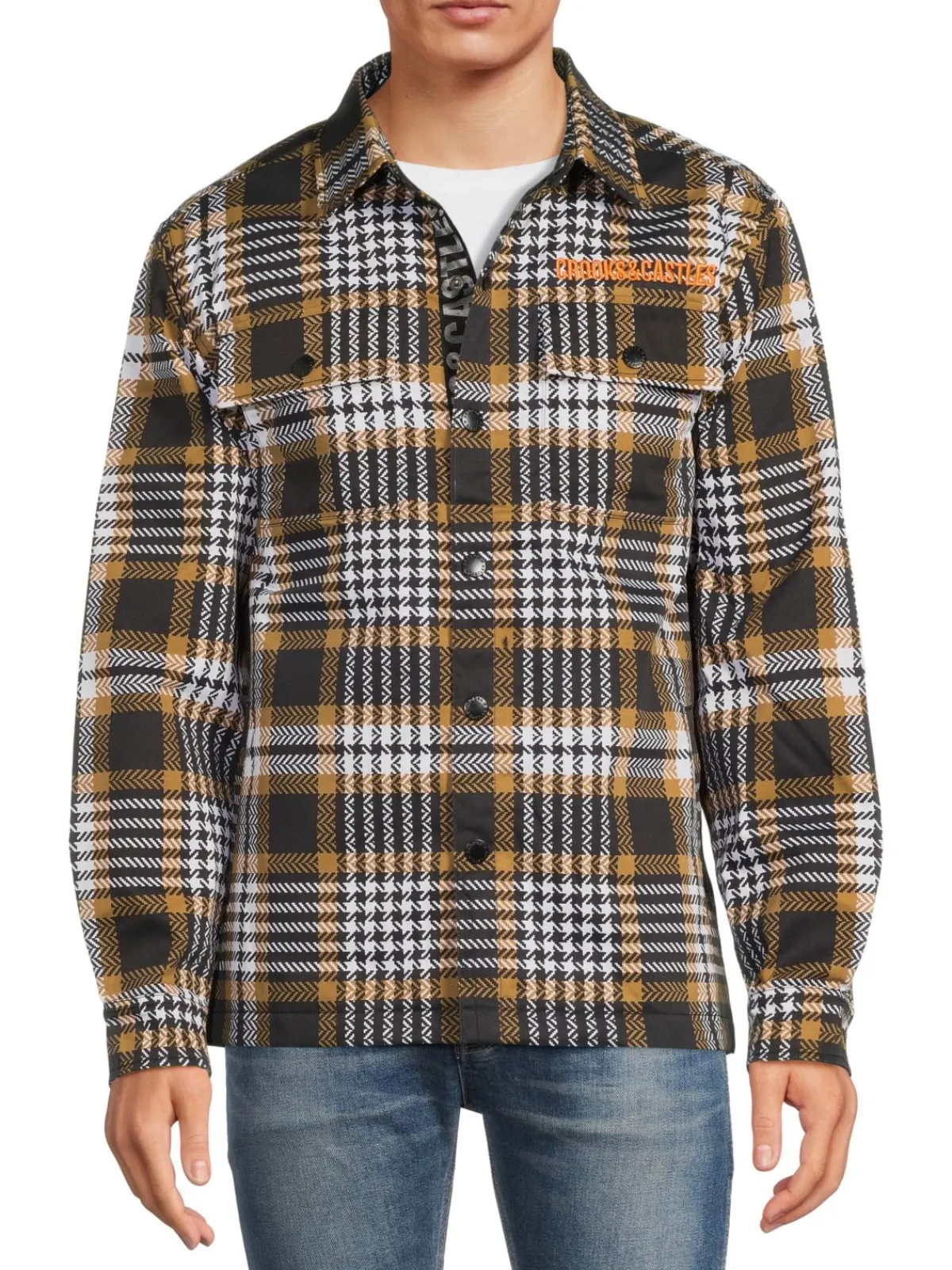 Crooks & Castles Coats & Jackets|Graphic Back Plaid Shirt Jacket Brown