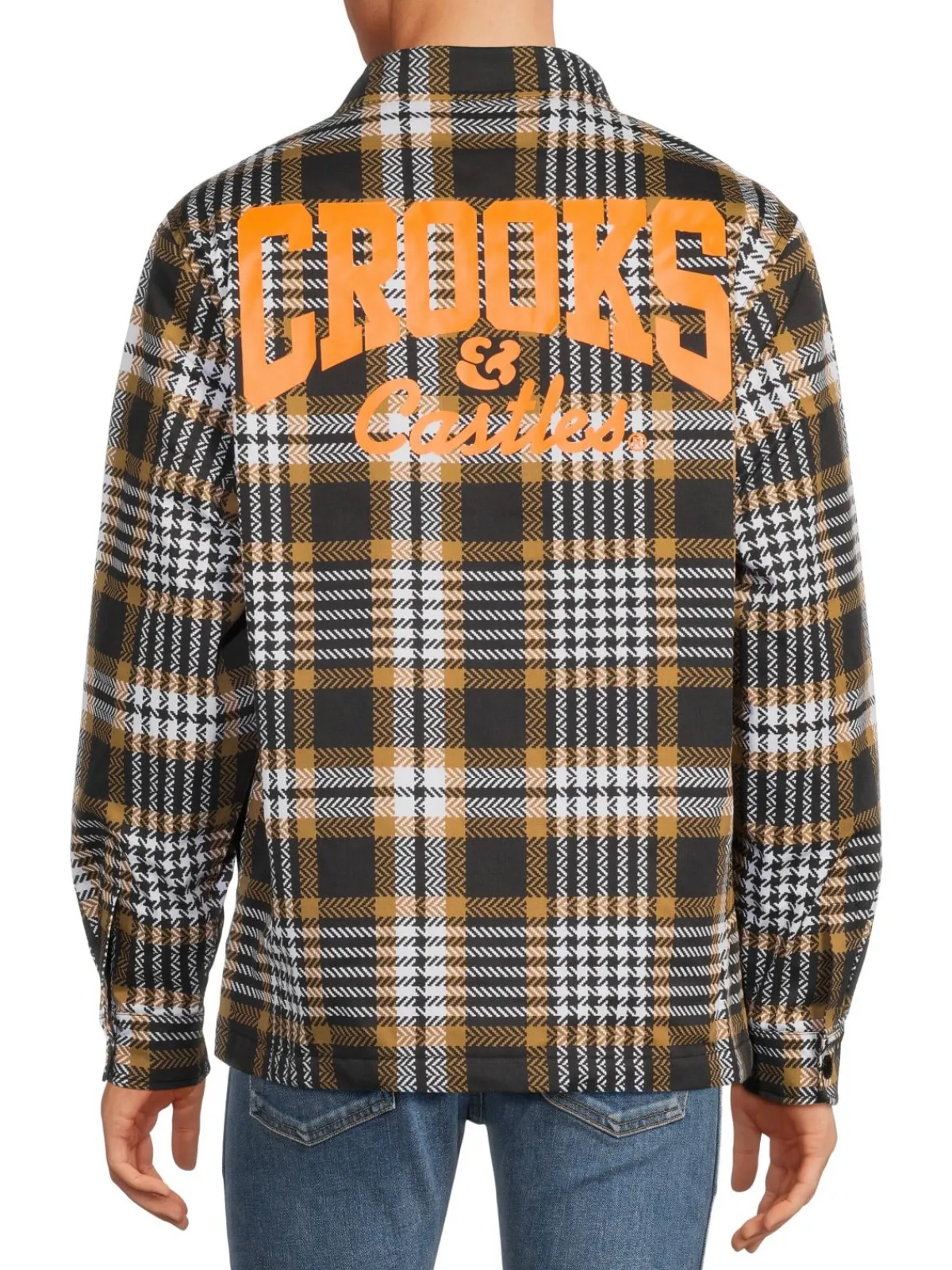 Crooks & Castles Coats & Jackets|Graphic Back Plaid Shirt Jacket Brown
