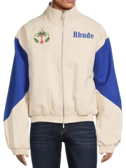 R H U D E Coats & Jackets|Graphic Colorblock Jacket White Multicolor