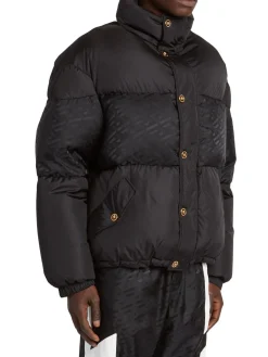 Versace Coats & Jackets|Greca Monogram Mockneck Puffer Down Jacket