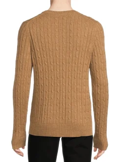 Bruno Magli Sweaters|Hair Cable Knit Crewneck Sweater Camel