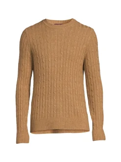 Bruno Magli Sweaters|Hair Cable Knit Crewneck Sweater Camel