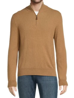 Bruno Magli Sweaters|Hair Quarter Zip Mockneck Sweater Camel