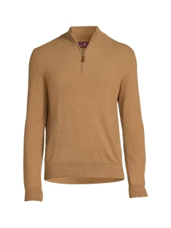 Bruno Magli Sweaters|Hair Quarter Zip Mockneck Sweater Camel