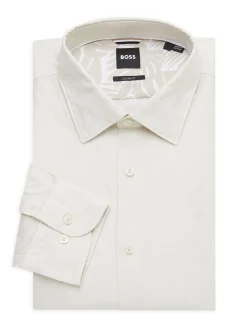 BOSS Linen|Hal Casual Fit Linen Blend Sport Shirt Beige