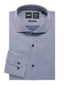 BOSS Dress Shirts|Hank Slim Fit Performance Dress Shirt Navy