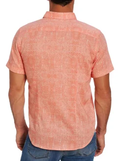 Robert Graham Linen|Harpswell Woven Shirt Coral