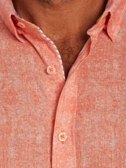 Robert Graham Linen|Harpswell Woven Shirt Coral