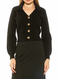 Women Alexia Admor Hazel Cable Knit Collared Cardigan