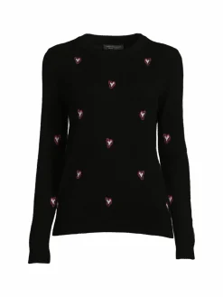 Women Saks Fifth Avenue Heart Pattern Cashmere Sweater