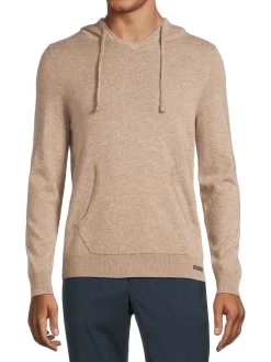 Samuelsohn Cashmere|Heathered Mercerized Wool & Cashmere Hoodie Toast