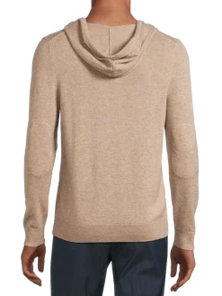 Samuelsohn Cashmere|Heathered Mercerized Wool & Cashmere Hoodie Toast