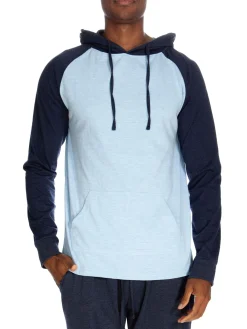 Unsimply Stitched Loungewear, Sleepwear & Robes|Heathered Raglan Sleeve Hoodie Blue