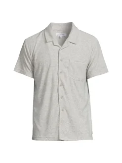 Vintage Summer Casual Button-Down Shirts|Heathered Short Sleeve Button Down Shirt Heather Grey