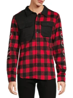 Reason Casual Button-Down Shirts|Heaven Check Curved Hem Shirt