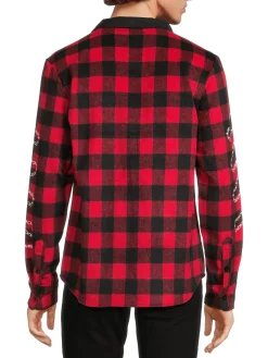 Reason Casual Button-Down Shirts|Heaven Check Curved Hem Shirt