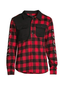 Reason Casual Button-Down Shirts|Heaven Check Curved Hem Shirt