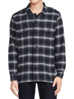 Slate & Stone Coats & Jackets|Heavy Flannel Shirt Jacket Navy White