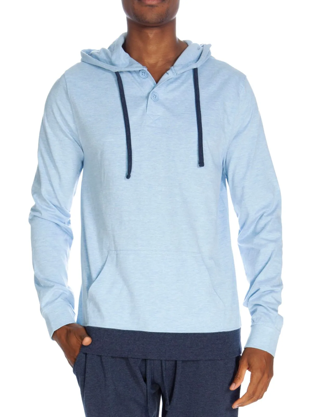 Unsimply Stitched Loungewear, Sleepwear & Robes|Henley Hoodie Heather Light Blue