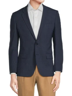 HUGO Blazers & Sportcoats|Henry Slim Fit Plaid Sportcoat Navy